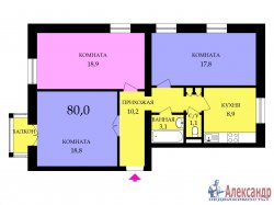 3-комнатная квартира (80м2) на продажу по адресу Варшавская ул., 48— фото 2 из 13
