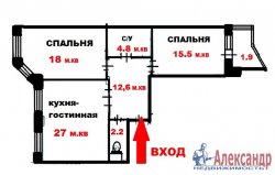 2-комнатная квартира (80м2) на продажу по адресу Всеволожск г., Александровская ул., 79— фото 20 из 21