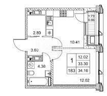 1-комнатная квартира (35м2) на продажу по адресу Челюскина ул., 8— фото 14 из 18