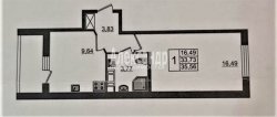 1-комнатная квартира (34м2) на продажу по адресу Мурино г., Воронцовский бул., 16— фото 6 из 7