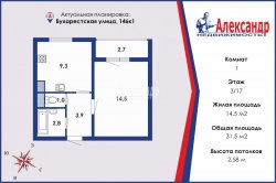 1-комнатная квартира (32м2) на продажу по адресу Бухарестская ул., 146— фото 20 из 21