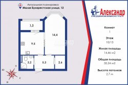 1-комнатная квартира (35м2) на продажу по адресу Малая Бухарестская ул., 12— фото 2 из 21