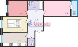 3-комнатная квартира (79м2) на продажу по адресу Кингисепп г., Крикковское шос., 32— фото 8 из 19