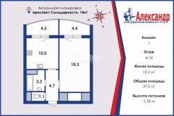 1-комнатная квартира (37м2) на продажу по адресу Солидарности пр., 14— фото 2 из 24