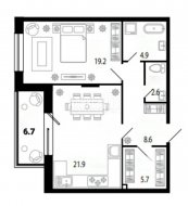 1-комнатная квартира (69м2) на продажу по адресу Катерников ул., 8— фото 6 из 7