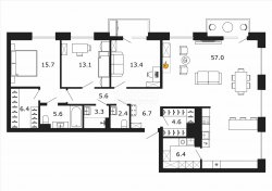 4-комнатная квартира (140м2) на продажу по адресу Героев просп., 31— фото 15 из 17