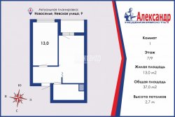 1-комнатная квартира (37м2) на продажу по адресу Новоселье пос., Невская ул., 9— фото 25 из 26