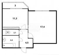 1-комнатная квартира (41м2) на продажу по адресу Мурино г., Екатерининская ул., 10— фото 10 из 18