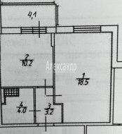 1-комнатная квартира (36м2) на продажу по адресу Арцеуловская алл., 23— фото 2 из 13