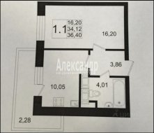 1-комнатная квартира (34м2) на продажу по адресу Адмирала Черокова ул., 20— фото 30 из 31