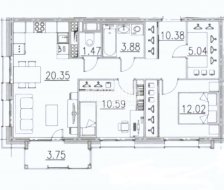 2-комнатная квартира (63м2) на продажу по адресу Героев просп., 31— фото 42 из 44