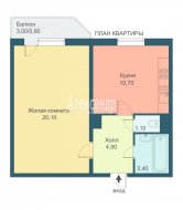 1-комнатная квартира (39м2) на продажу по адресу Долгоозерная ул., 33— фото 2 из 12