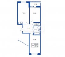 2-комнатная квартира (60м2) на продажу по адресу 2 Предпортовый пр-д, 6— фото 19 из 20
