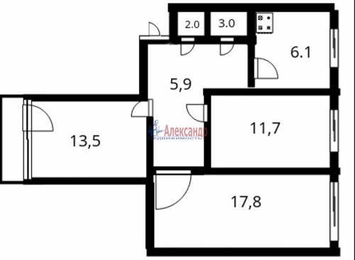 3-комнатная квартира (60м2) на продажу по адресу Тимуровская ул., 12— фото 1 из 3