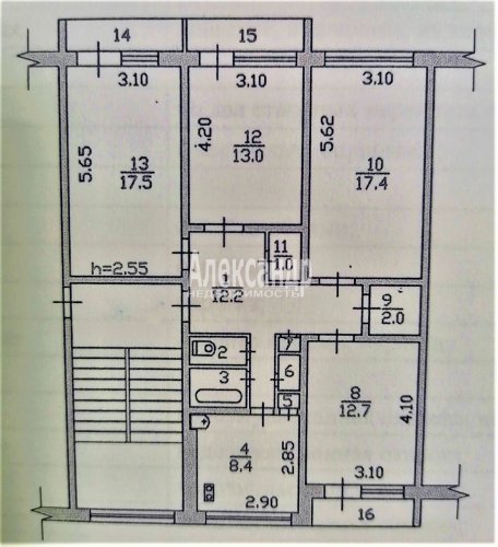 Комната в 4-комнатной квартире (91м2) на продажу по адресу Кривко дер., Урожайная ул., 3— фото 1 из 4