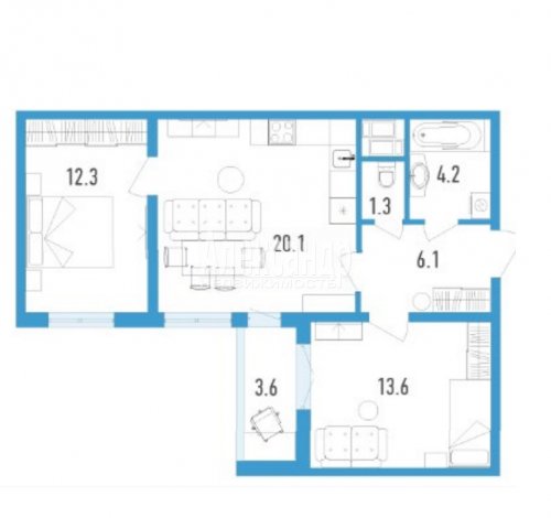 2-комнатная квартира (58м2) на продажу по адресу Шушары пос., Старорусский просп., 11— фото 1 из 11