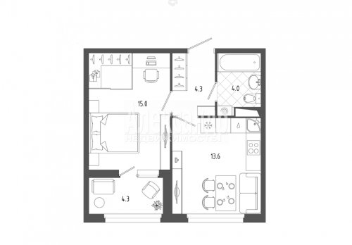 1-комнатная квартира (37м2) на продажу по адресу Белоостровская ул., 28— фото 1 из 5