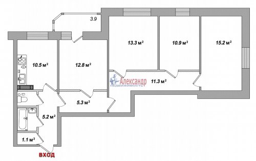 4-комнатная квартира (89м2) на продажу по адресу Ленинский просп., 55— фото 1 из 25