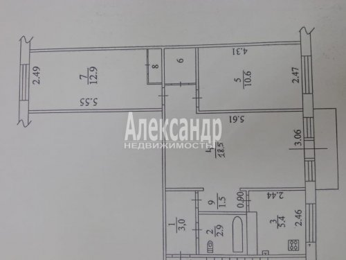 3-комнатная квартира (58м2) на продажу по адресу Большая Вруда дер., 2— фото 1 из 8